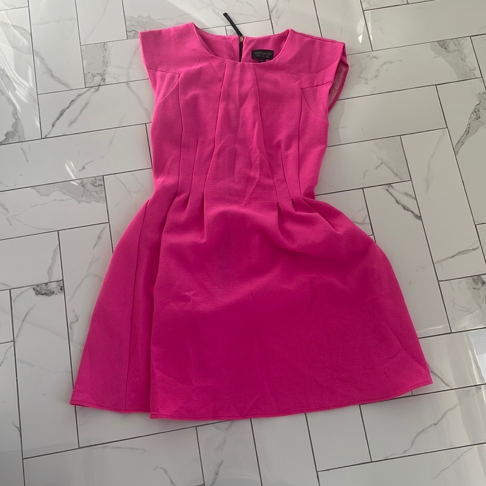Bright fun hot pink top shop dress